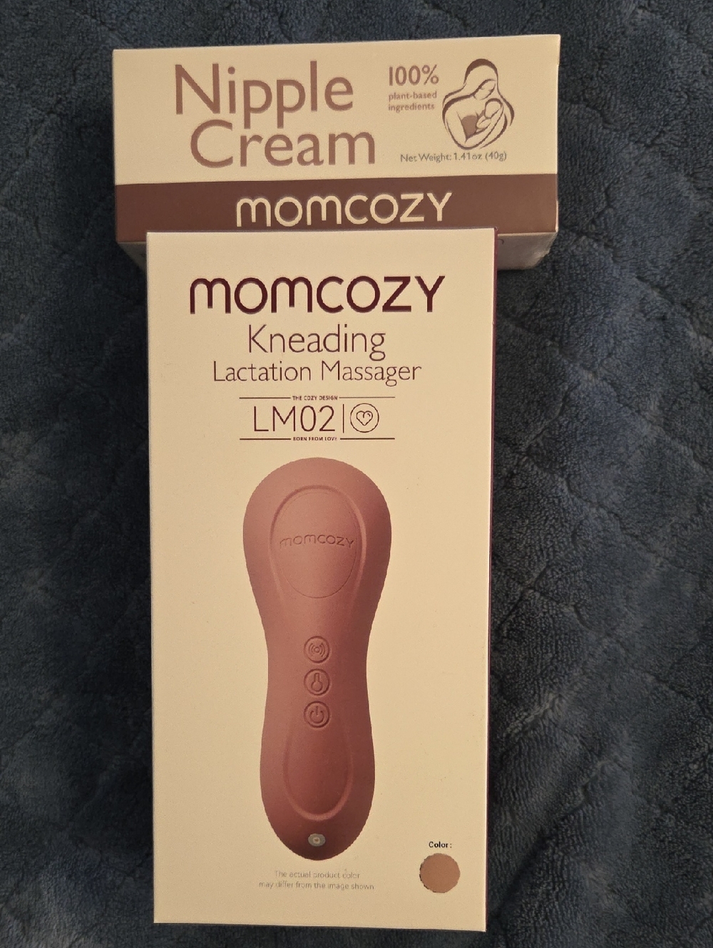 momcozy Nipple Cream And Kneading Lactation Massager - Dusty Rose